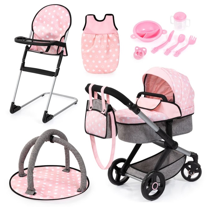 XEO Kombi-Puppenwagen - Deluxe Set - 11 Teile