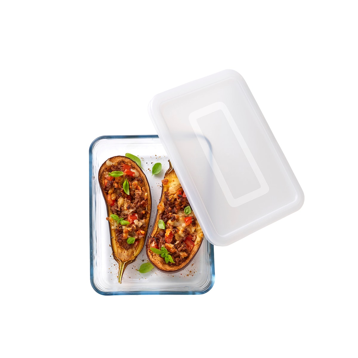 Pyrex Fat rektangulært m/lokk Klar