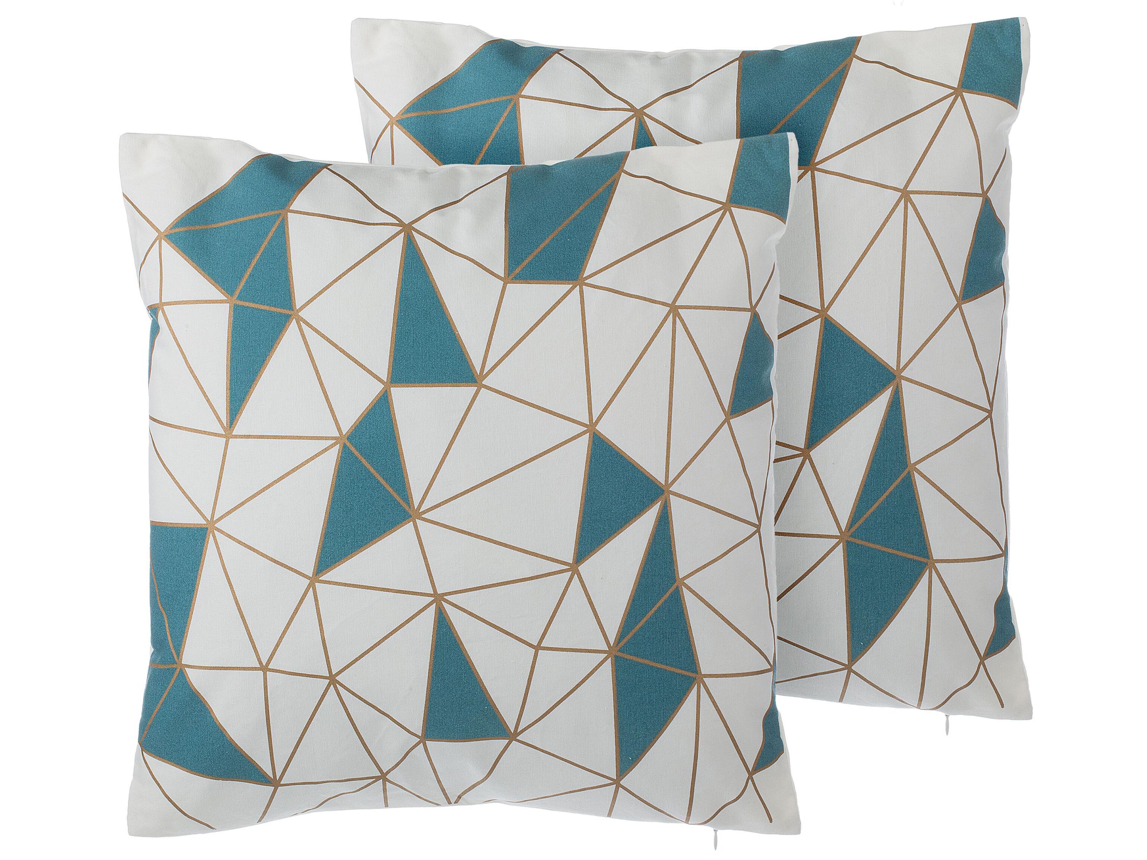 Set van 2 sierkussens CLARKIA Katoen 45 x 45 cm Blauw geometrisch patroon