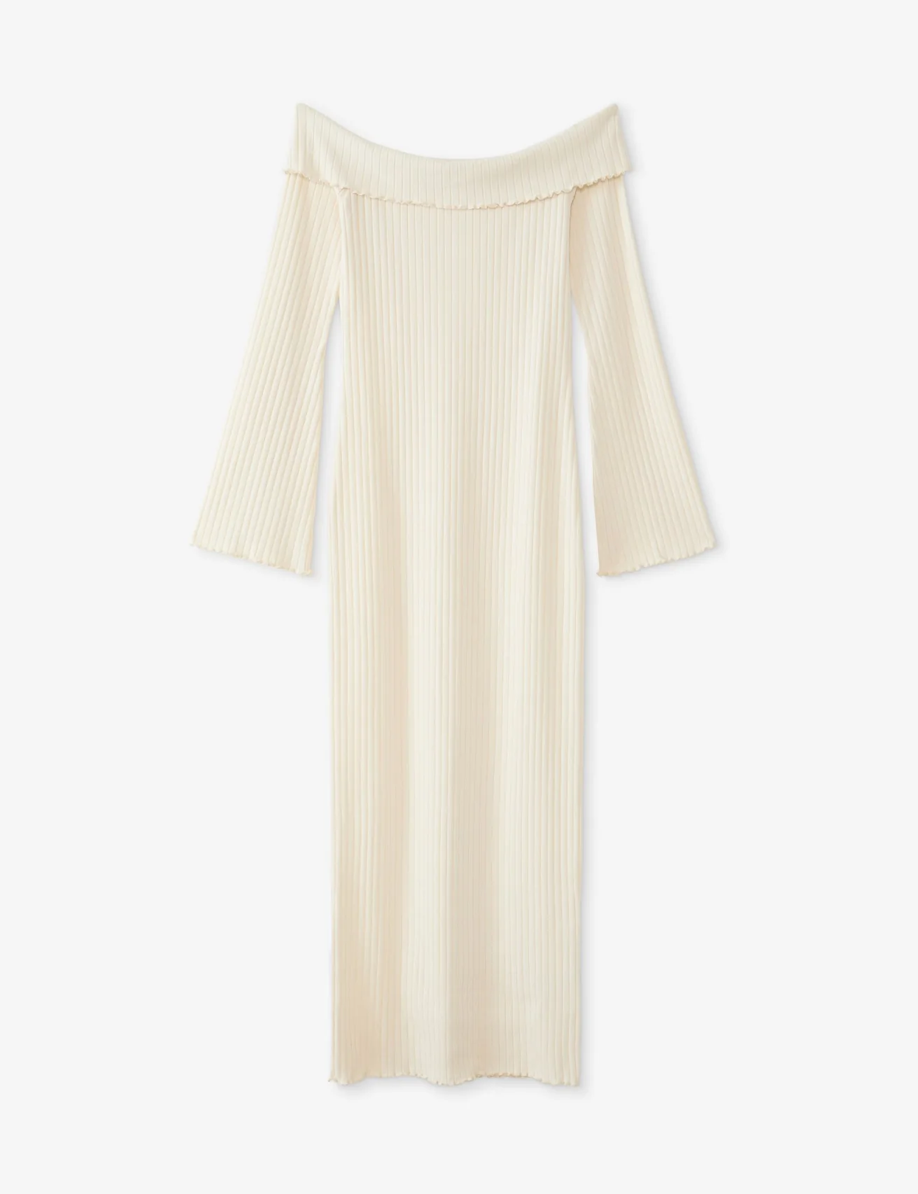 Robe longue col bardot sable
