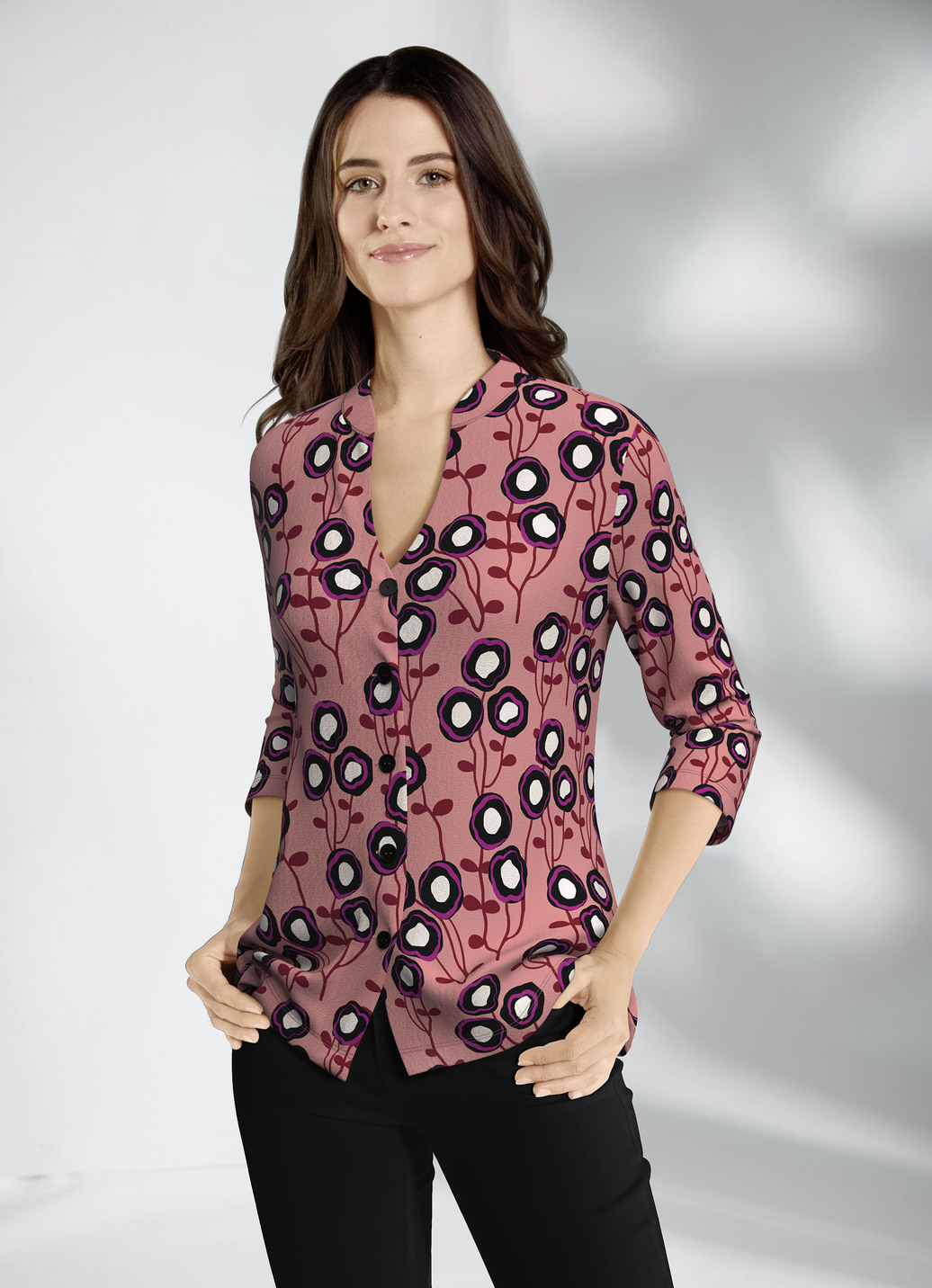 Shirtbluse mit Stehkragen