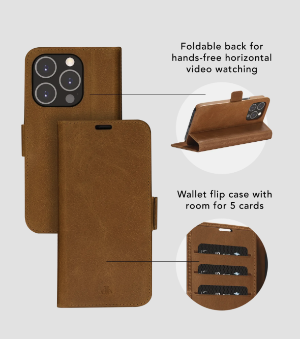 iPhone 14 Pro Echtleder Tasche mit RFID Schutz Copenhagen (CS61GT001578) - Tan