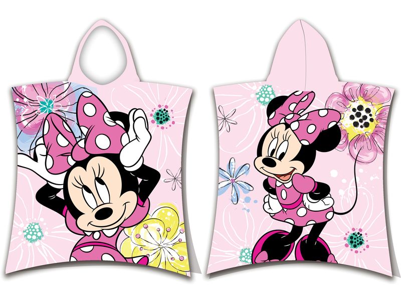Jerry Fabrics Baby-Poncho Minnie Pink bow Frottee-Poncho mit praktischer Kapuze