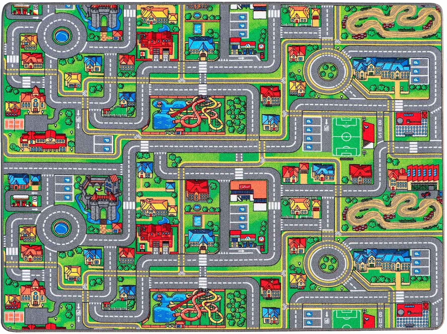 Primaflor-Ideen in Textil Kinderteppich »STREETS, Made in Belgium« rechteckig 5 mm Höhe Strassen-Spiel-Teppich, Strassenbreite ca. 9 cm, Kinderzimmer