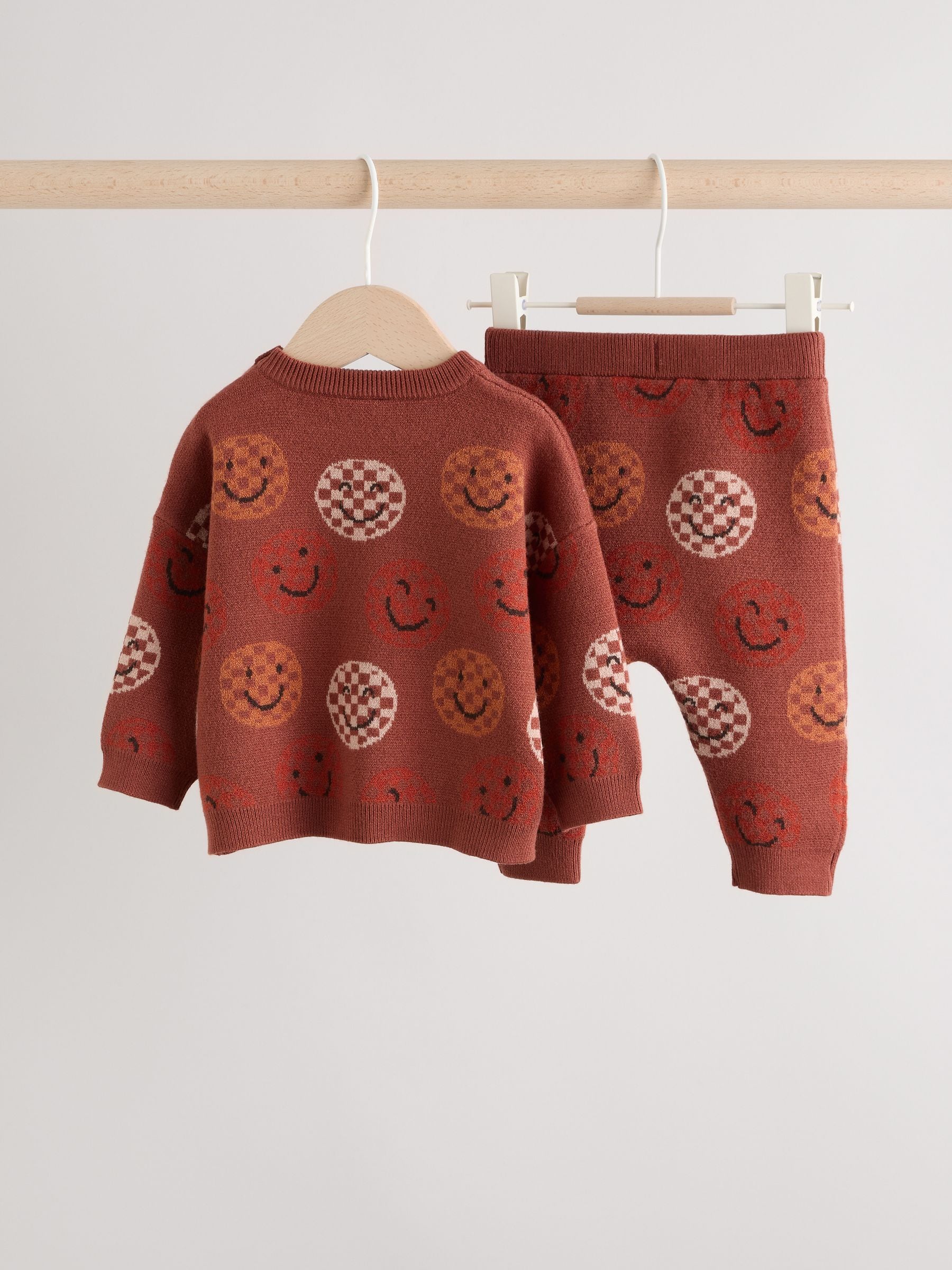 Roestbruin - Babyset van gebreide top en legging (0mnd-2jr)