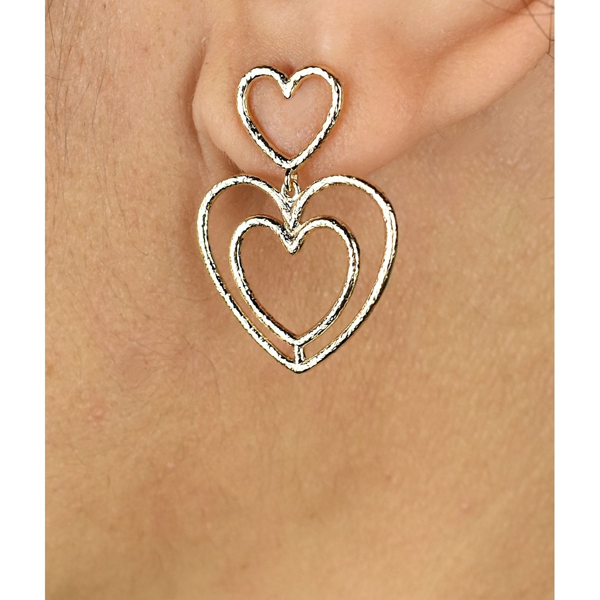 Boucles d'oreilles 3 coeurs Plaqué OR 750 3 microns