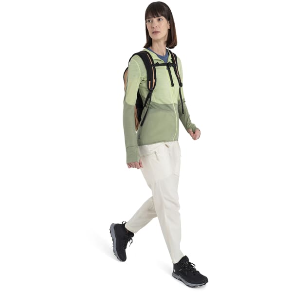 Veste polaire randonnée ICEBREAKER W MERINO 200 REALFLEECE DESCENDER LS ZIP H GLAZEN/LICHEN/CB