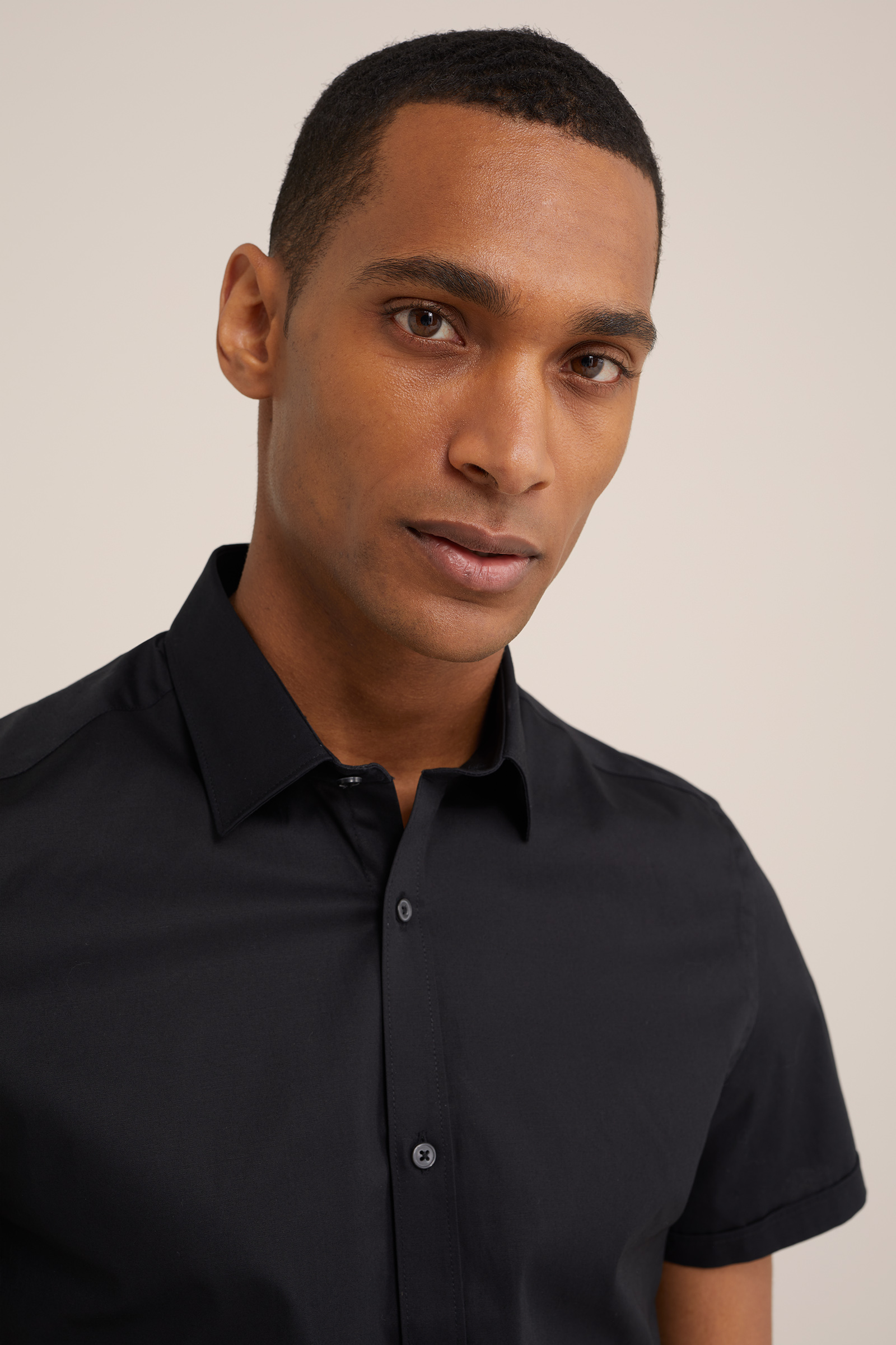 poplin overhemd met stretch WE Fashion Zwart