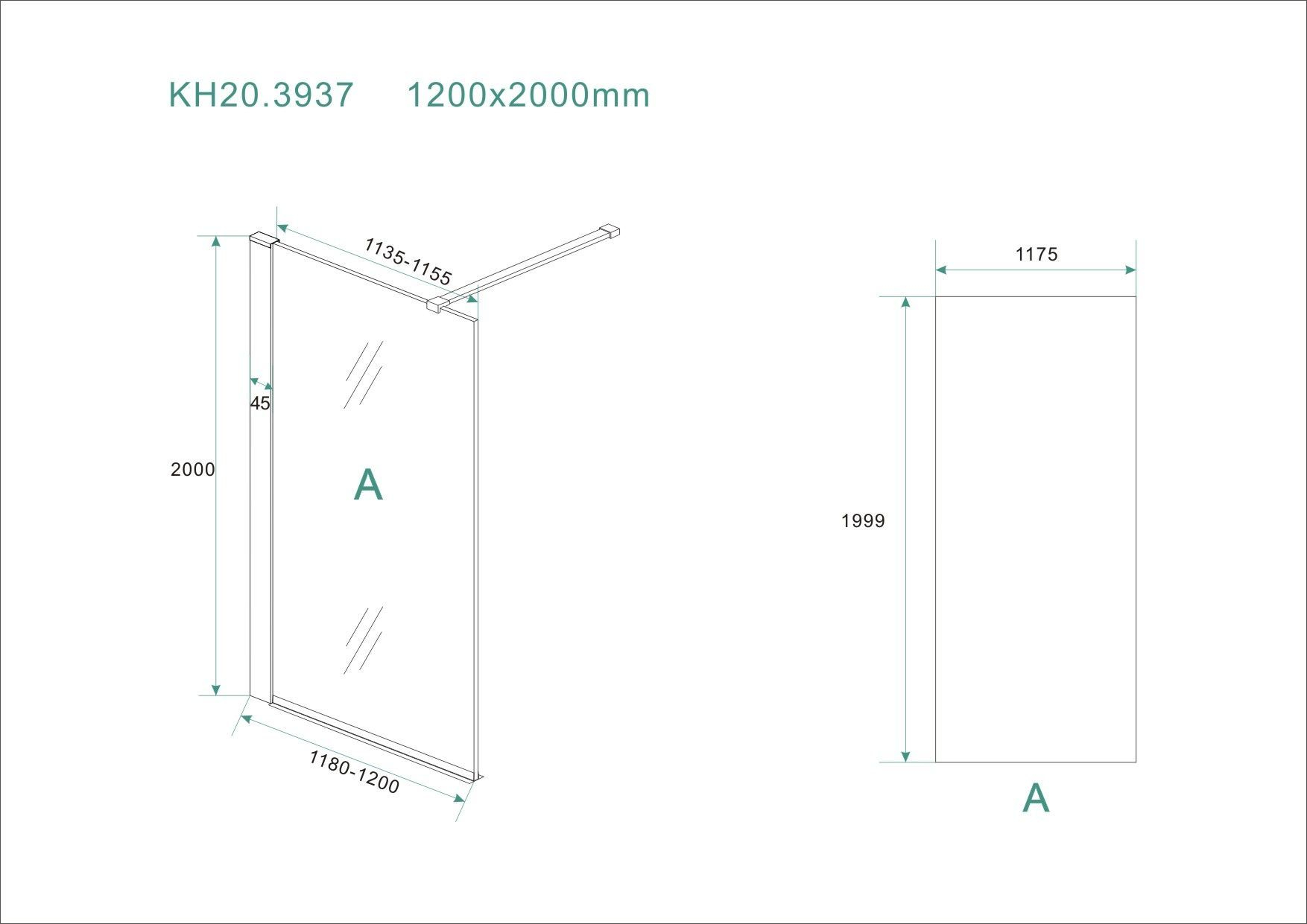 Mueller Wes RVS inloopdouche met anti-kalk 120x200cm