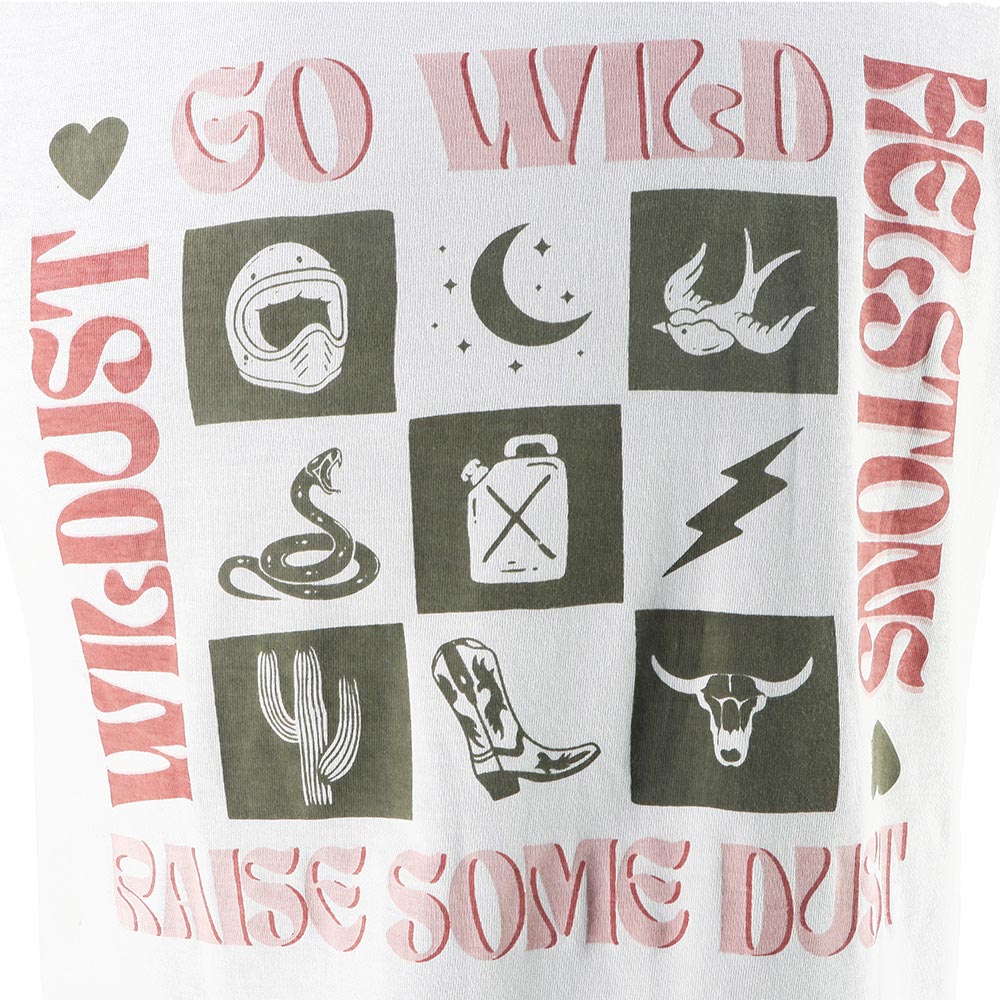 Helstons - Wildust - T-shirt femme Go Wild Blanc / Rose / Kaki