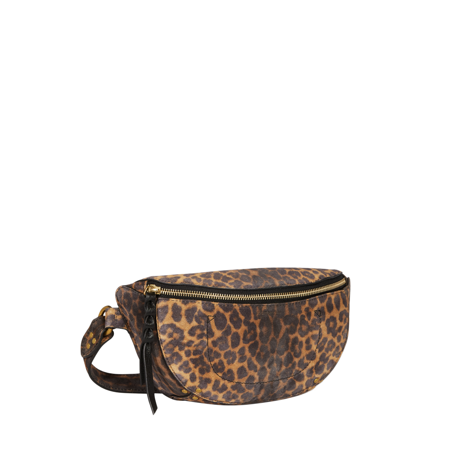 LINO BANANE - Sac banane imprimé en cuir velours | Marron