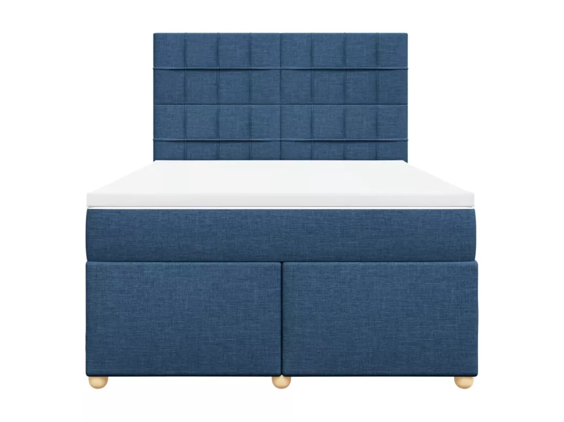 Sommier à lattes de lit avec matelas Bleu 140x190 cm Tissu