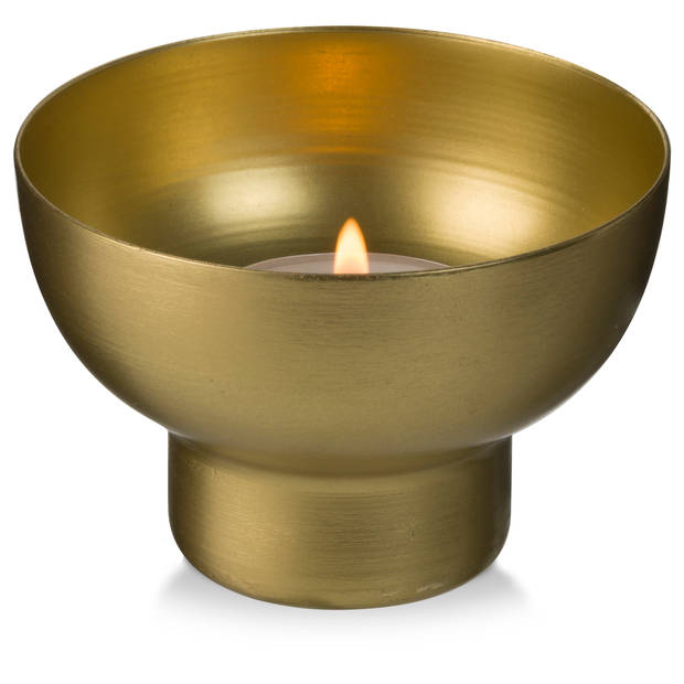 Blokker Theelichthouder Silkeborg - Ø 8x5,5 cm - Goud