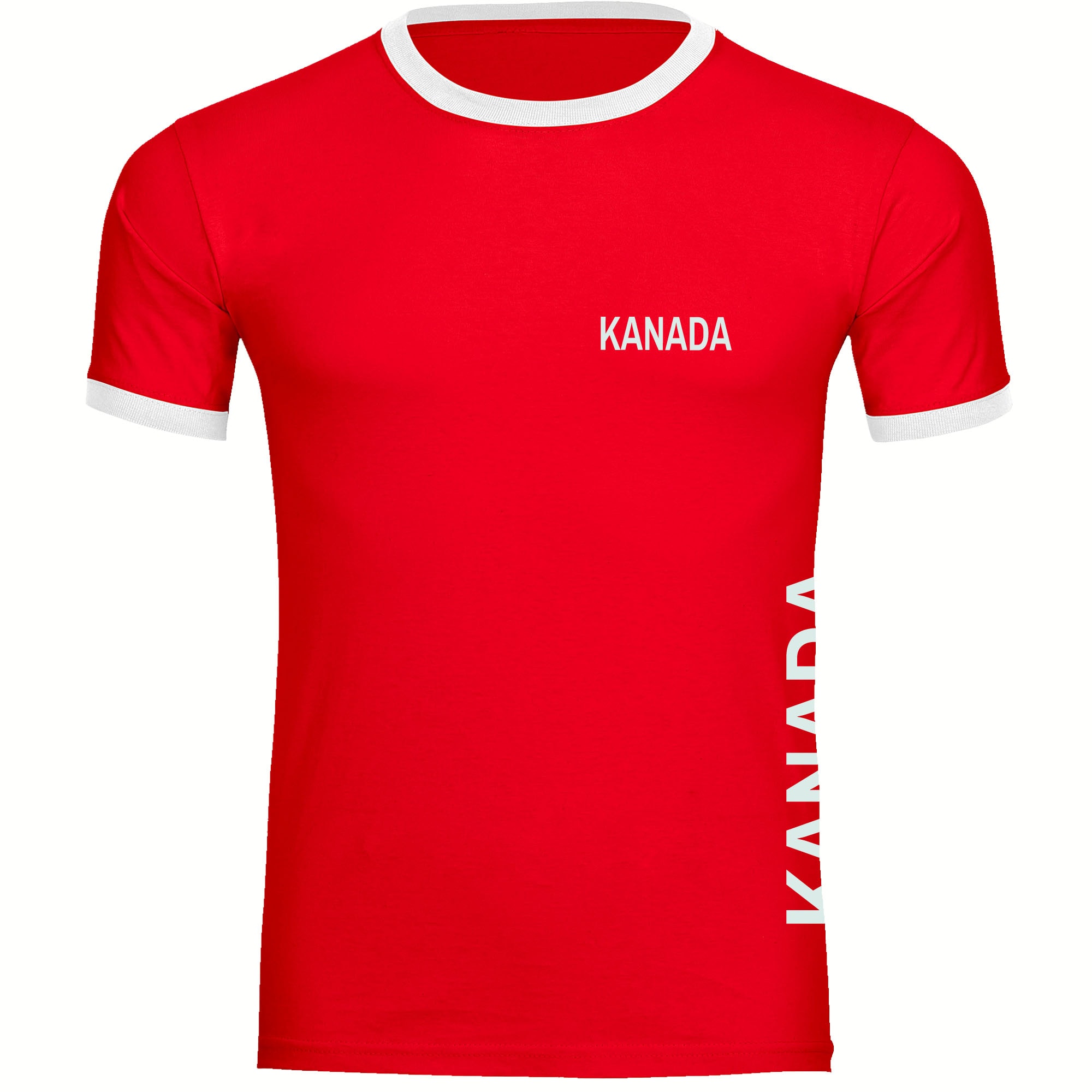 multifanshop® Kontrast T-Shirt - Kanada - Brust & Seite - Druck weiß