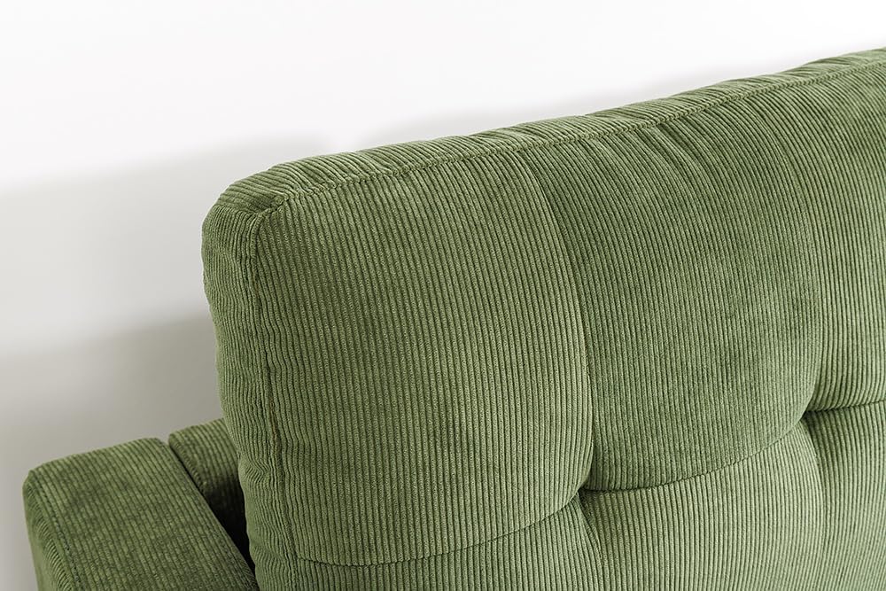 Riess Ambiente Retro Ecksofa Stockholm - 220cm - grün Cordstoff - Federkern 3-Sitzer Couch