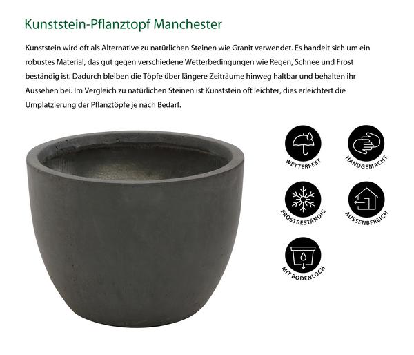 Dehner Kunststein-Pflanztopf Manchester, rund,