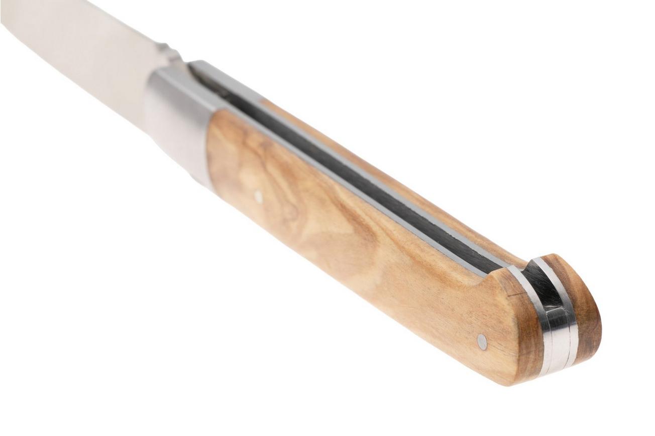 Laguiole en Aubrac Sauveterre Olive, Matt Stainless Bolster, zakmes, 11 cm