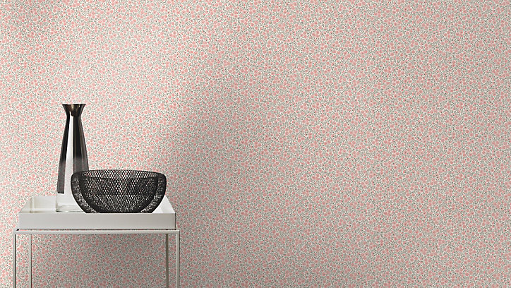 Papier peint vinyle intissé fleurs rose Rasch L.10m x l.53 cm