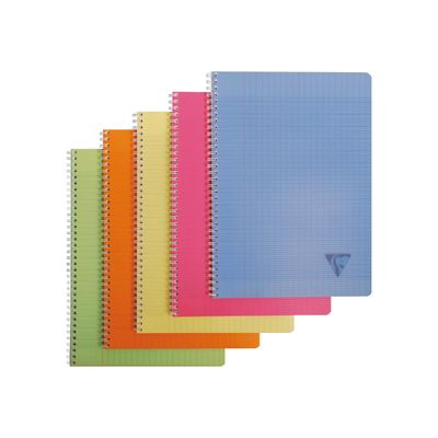 Clairefontaine Linicolor - Cahier polypro à spirale A4 (21x29,7cm) - 100 pages - grands carreaux (Seyes) - disponible dans différentes couleurs