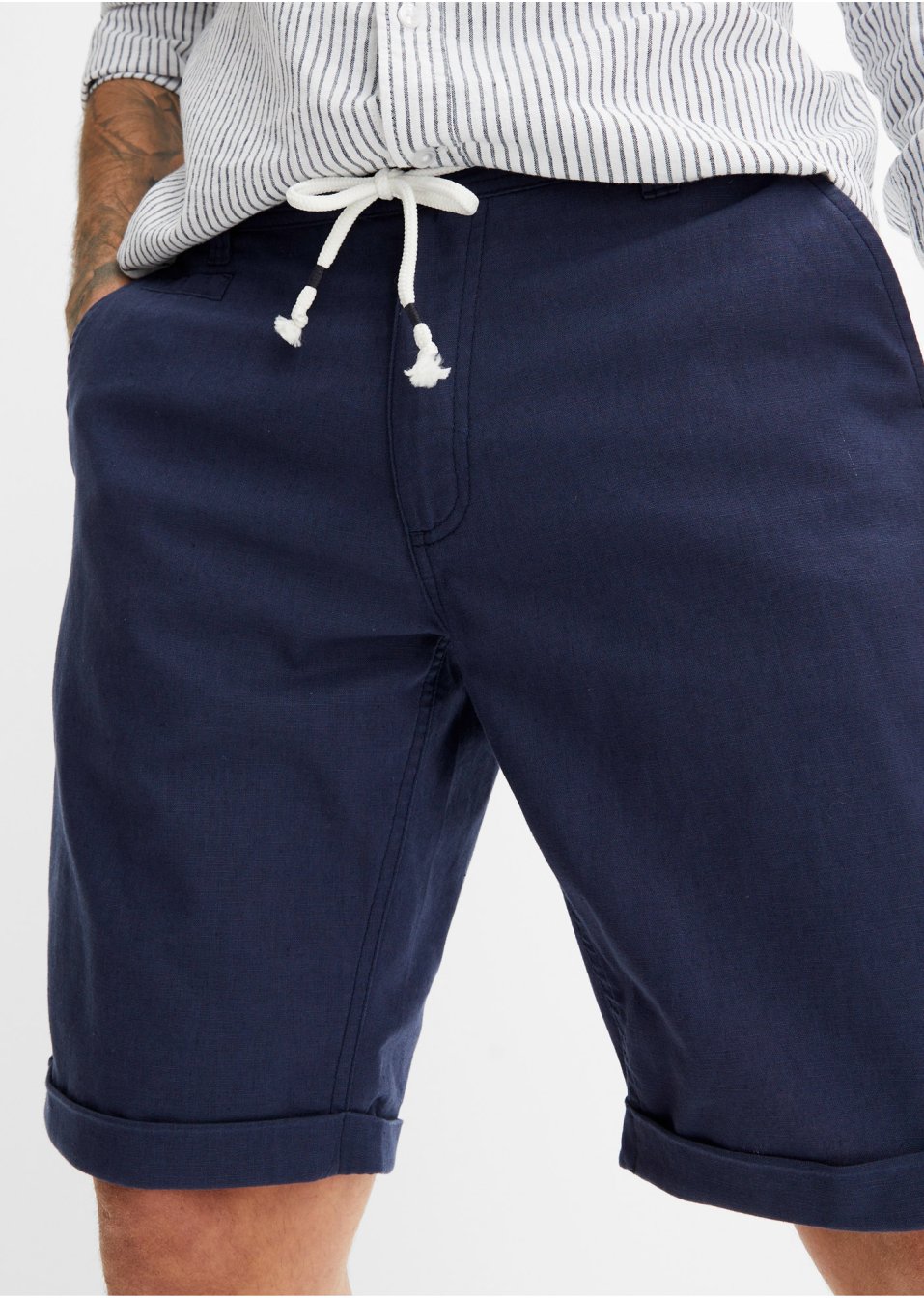 Bermuda en lin majoritaire avec cordon, Regular Fit