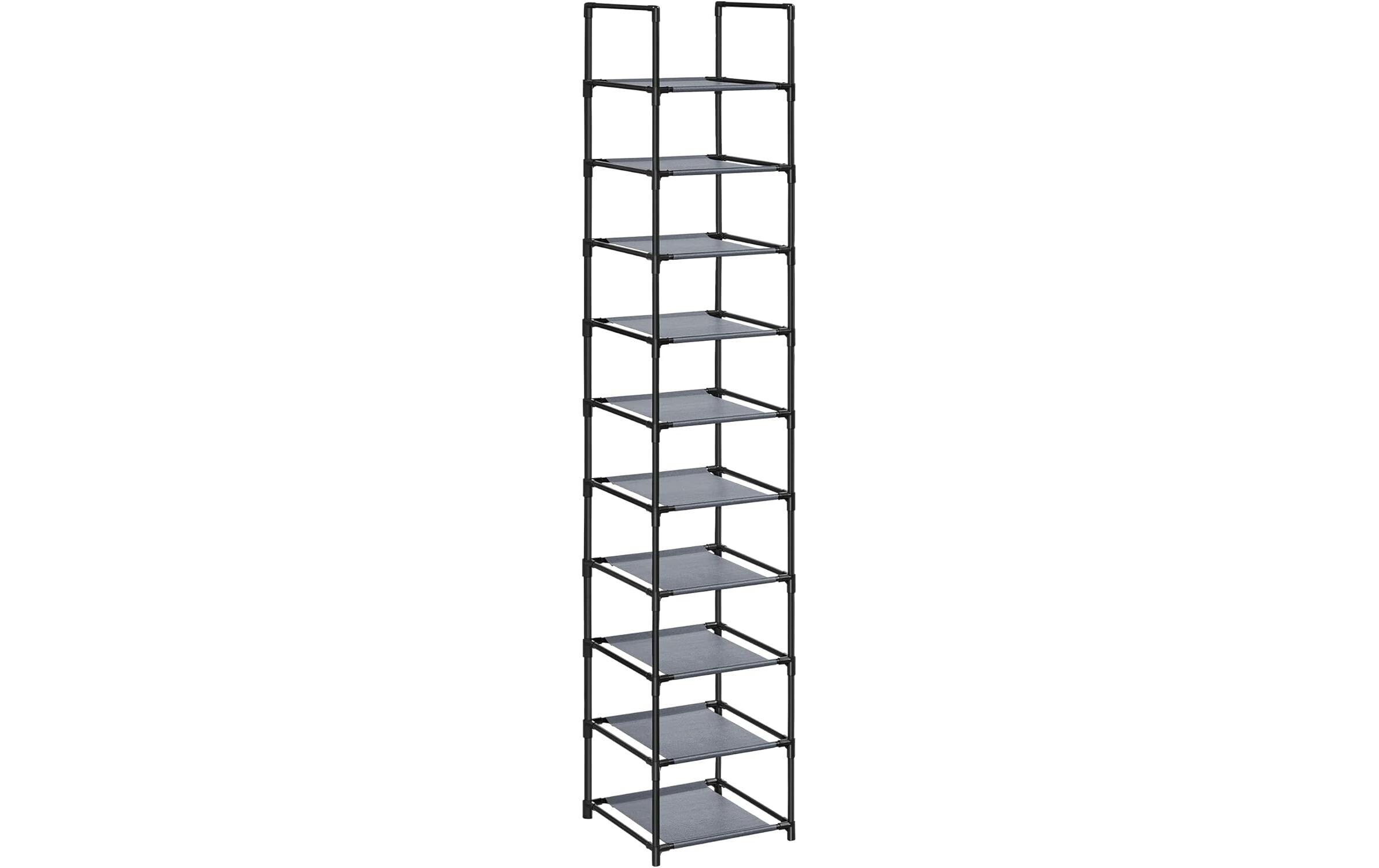 Schuhregal 33 x 173 cm, GrauSchuhgestell mit 10 Ablagen