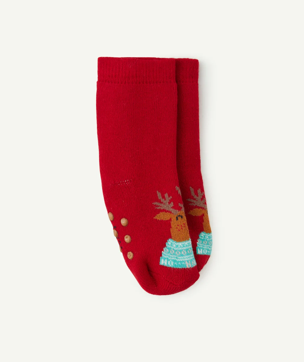LA PAIRE DE CHAUSSETTES BÉBÉ GARÇON ANTIDÉRAPANTES EN COTON BIO RENNE
