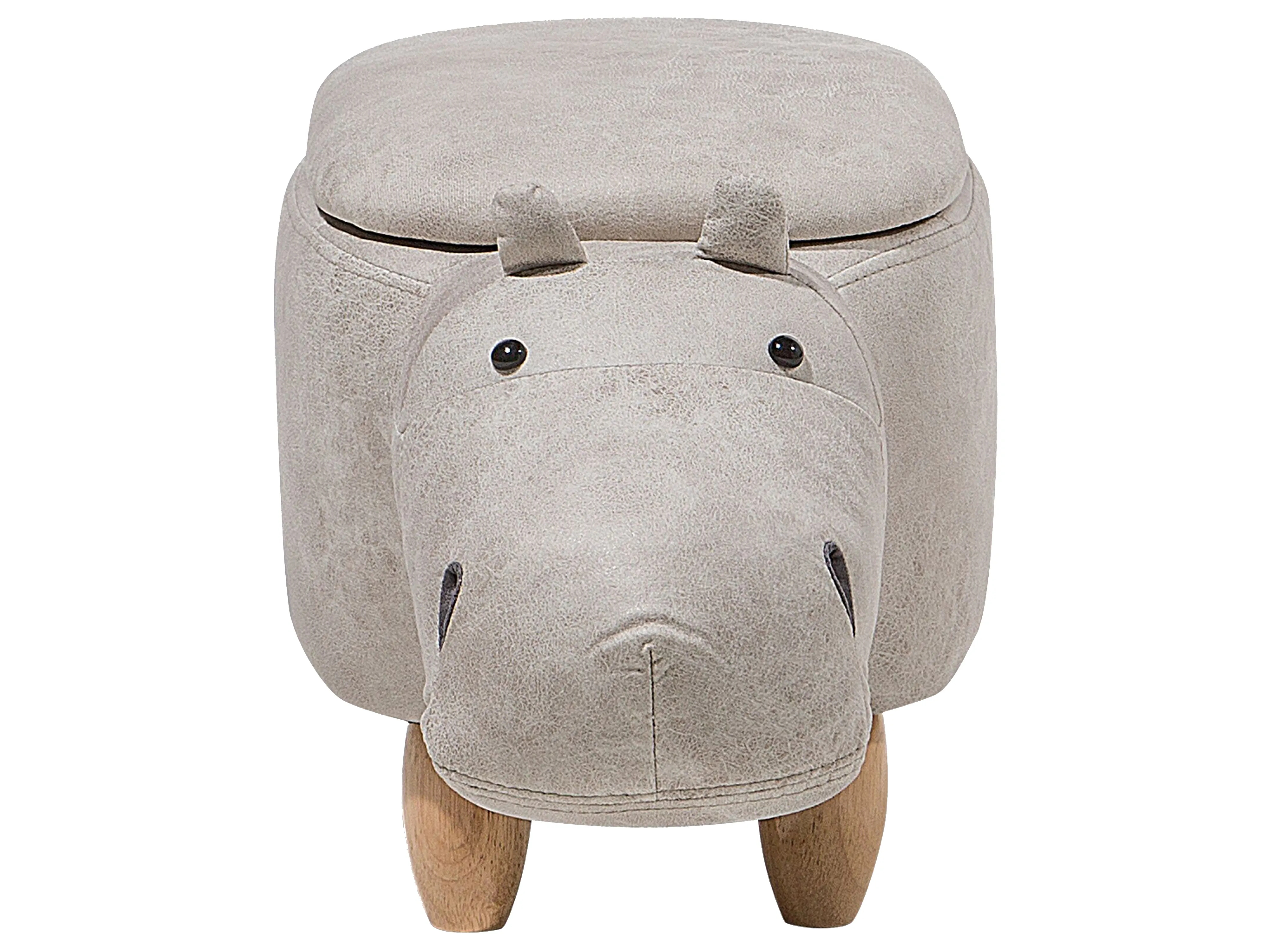 Dierenpoef met opbergruimte HIPPO Kunstleer Lichtgrijs Nijlpaard