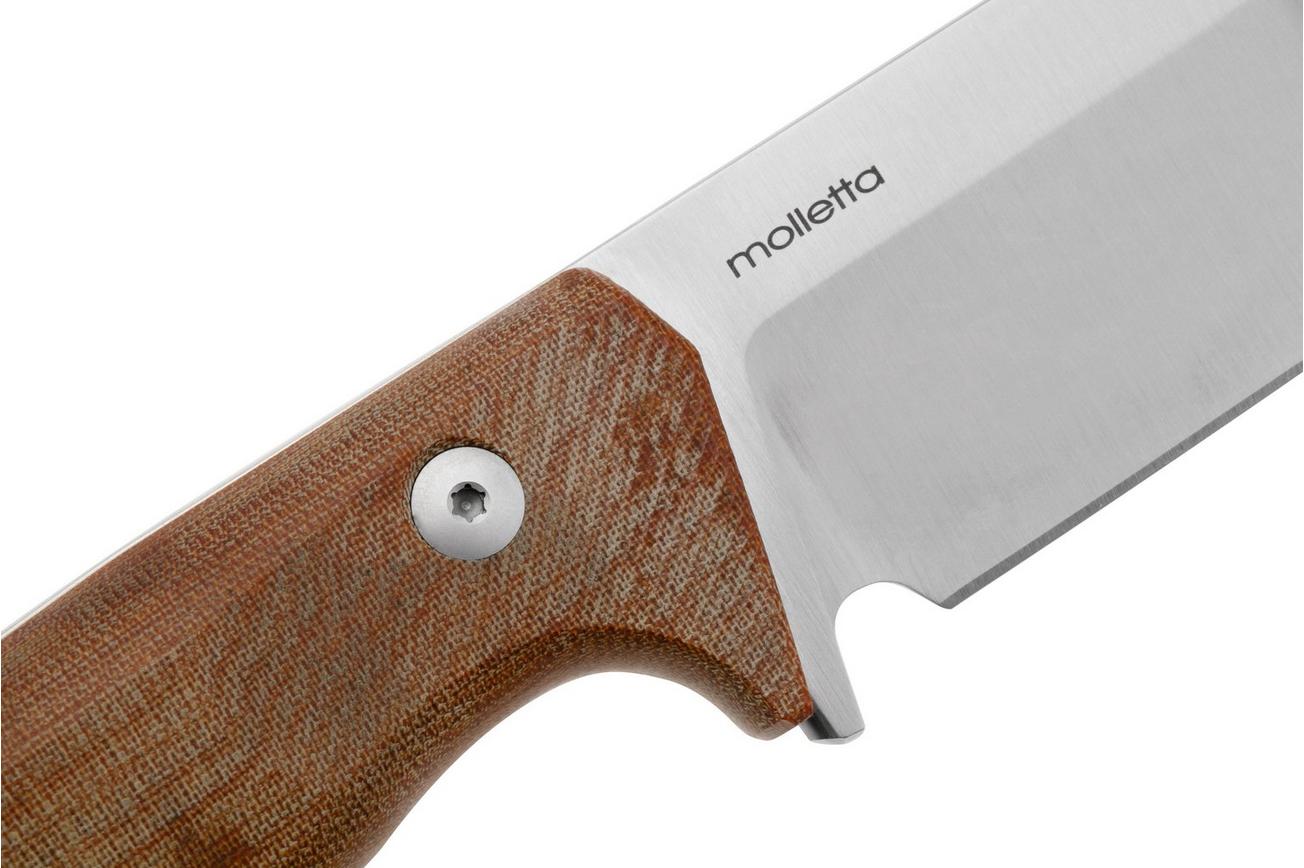 LionSteel T6 Stonewashed, Natural Canvas Micarta T6-CVN vaststaand mes