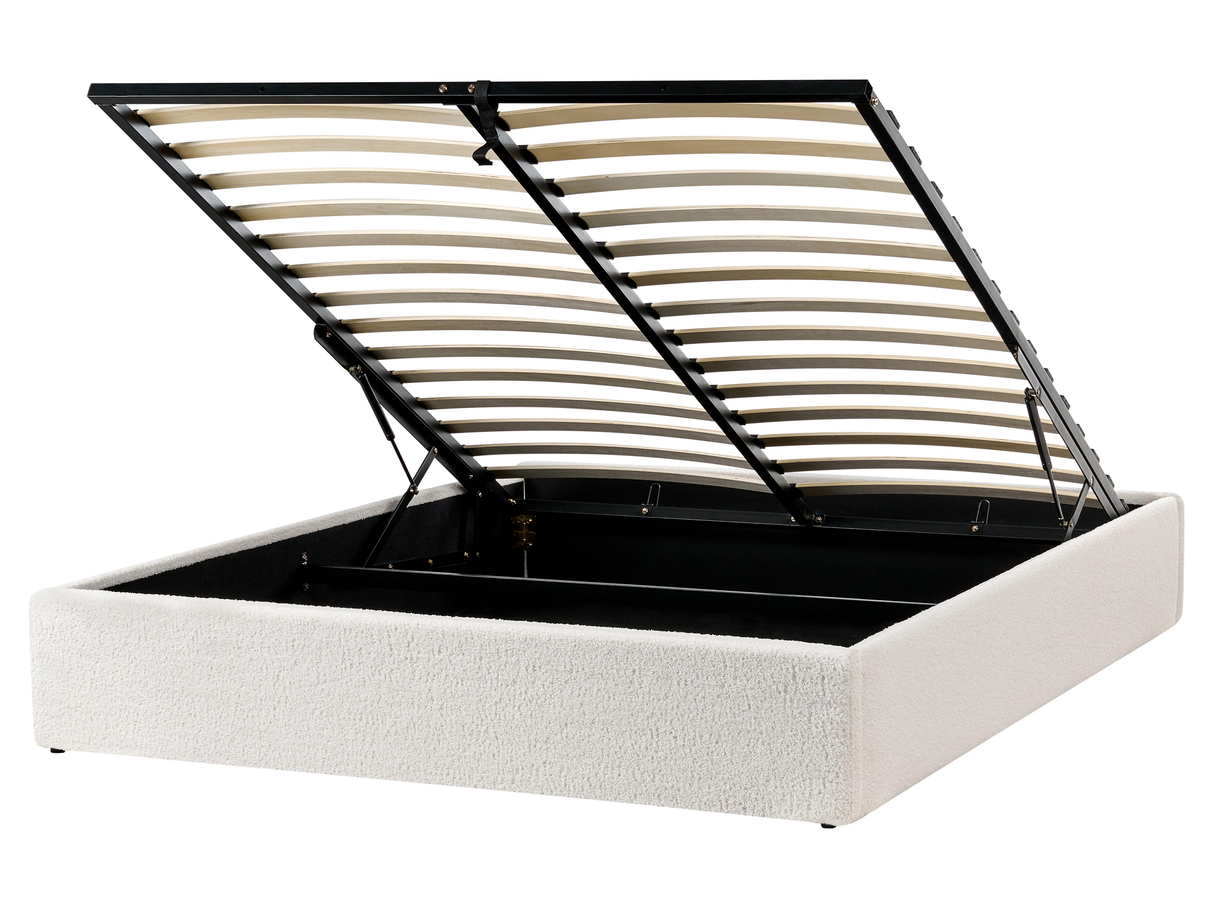 Opbergbed zonder hoofdbord Bouclé DINAN 160 x 200 cm Gebroken wit