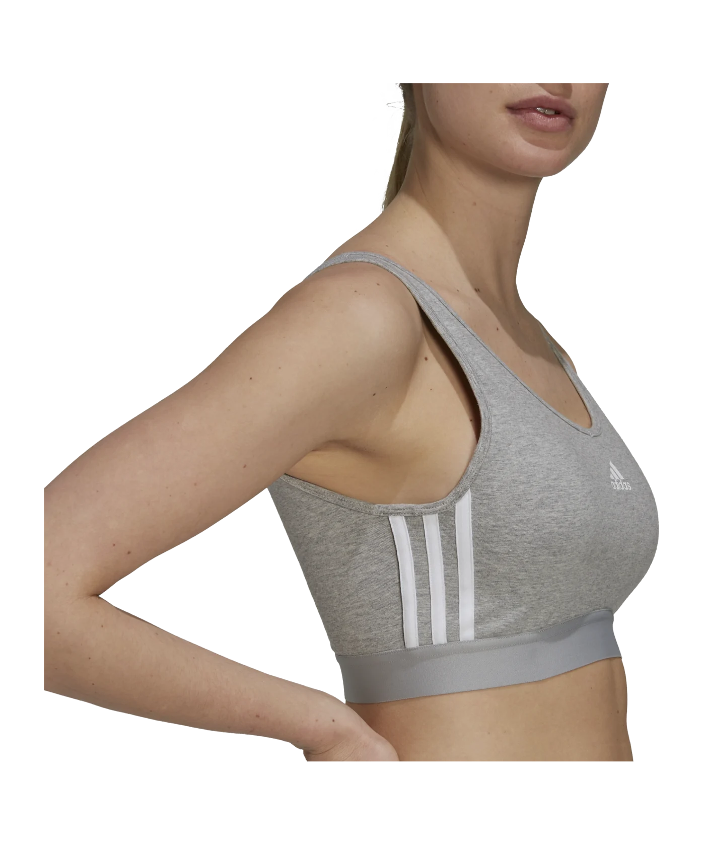 adidas Essentials 3S Crop Top Damen Grau Weiss