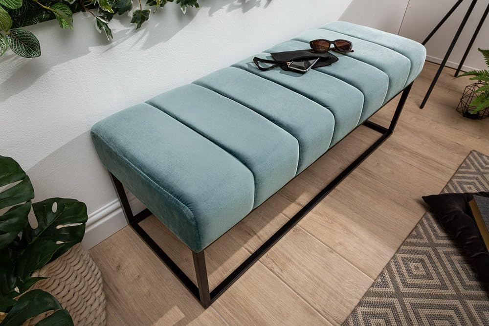 Riess Ambiente Moderne Sitzbank Petit BEAUTÉ - 110cm - Mint Samt - schwarzes Gestell