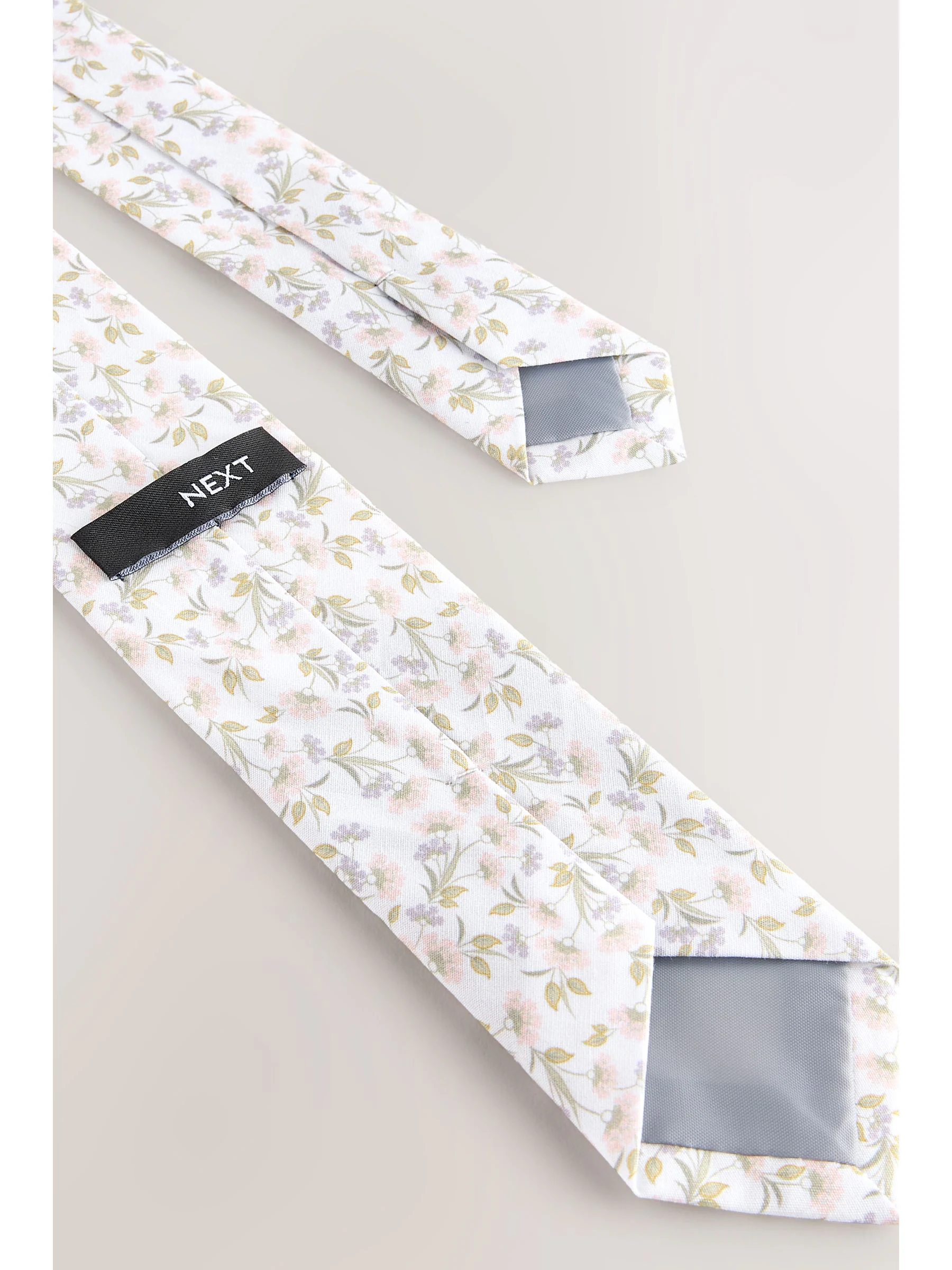 Wit - Bloemenprint 100% katoenen Stropdas (1-16jr)