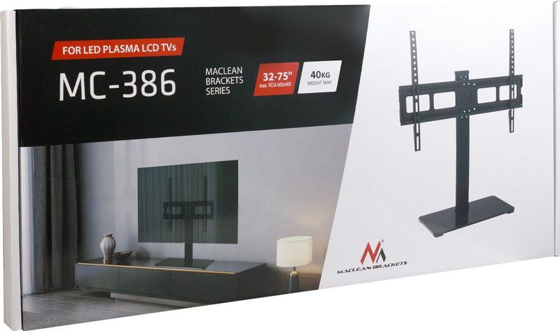 Maclean - MC-386 - TV-Standaard - Zwart - Geschikt voor 32 tot 75 inch