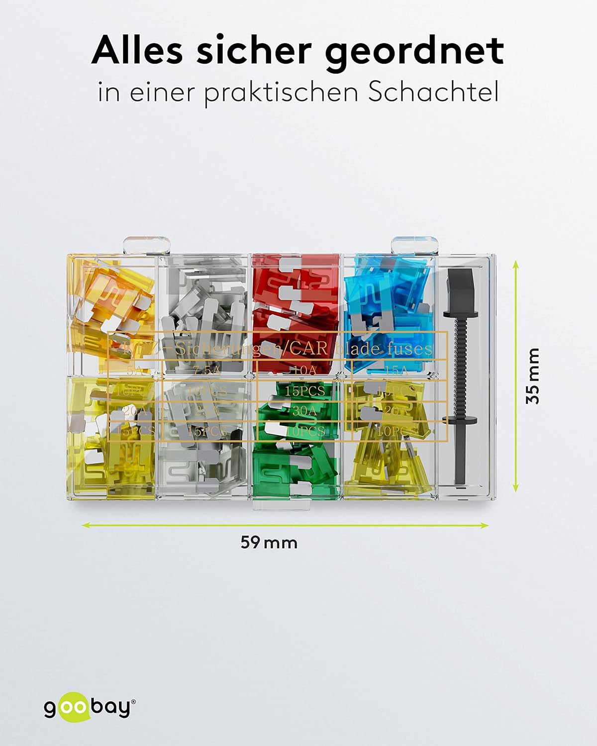 (101-tlg. Set) Auto KFZ Sicherungen Sicherungssortiment Standard Flachstecksicherungen mit Sicherungszieher (20342)