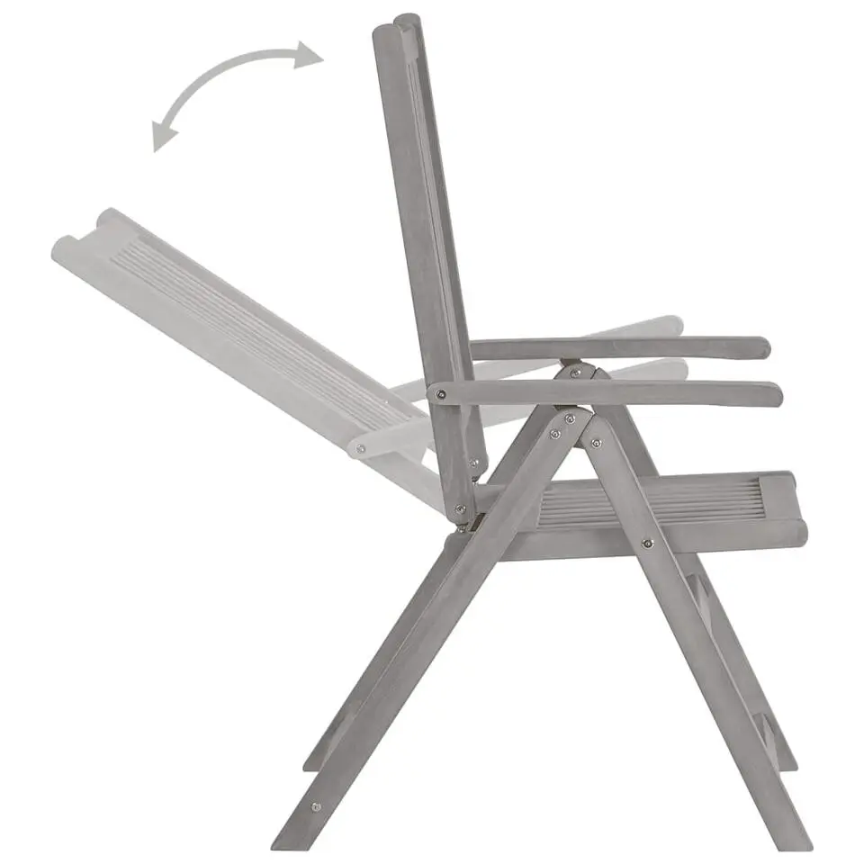 vidaXL - Verstelbare tuinstoelen met kussens - Grijs - Acaciahout - 2 stuks