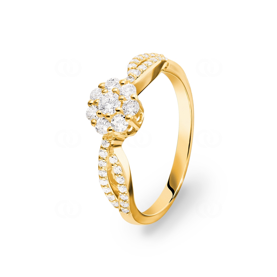 Verlobungsring 750/18 K Gelbgold mit Diamanten 0.44 ct H/si