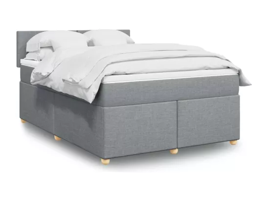 Sommier à lattes de lit avec matelas Gris clair 160x200cm Tissu