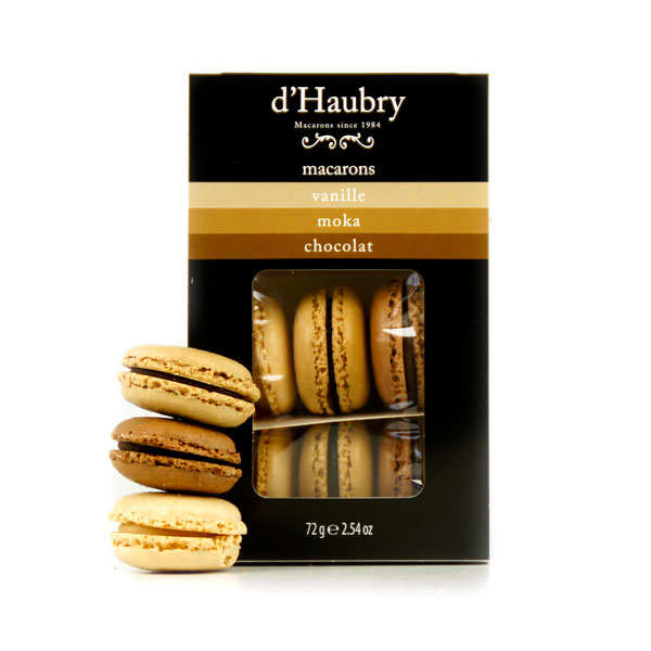 Coffret de 6 macarons assortis (vanille, moka, chocolat)