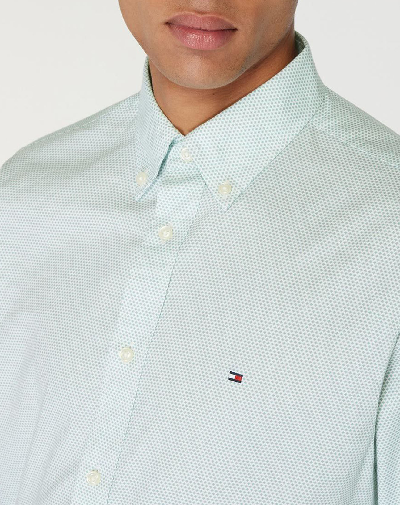 Tommy Hilfiger Chemise regular Two Tone mini imprimé vert/blanc