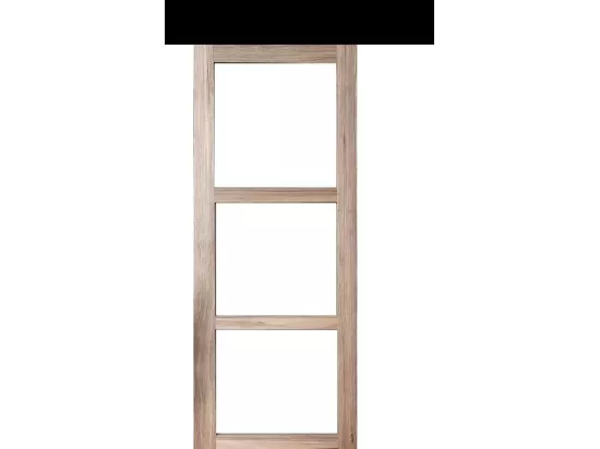 Porte Coulissante Frake Vitrage Transparent H204 X L73 + Rail Bandeau Noir Gd Menuiseries