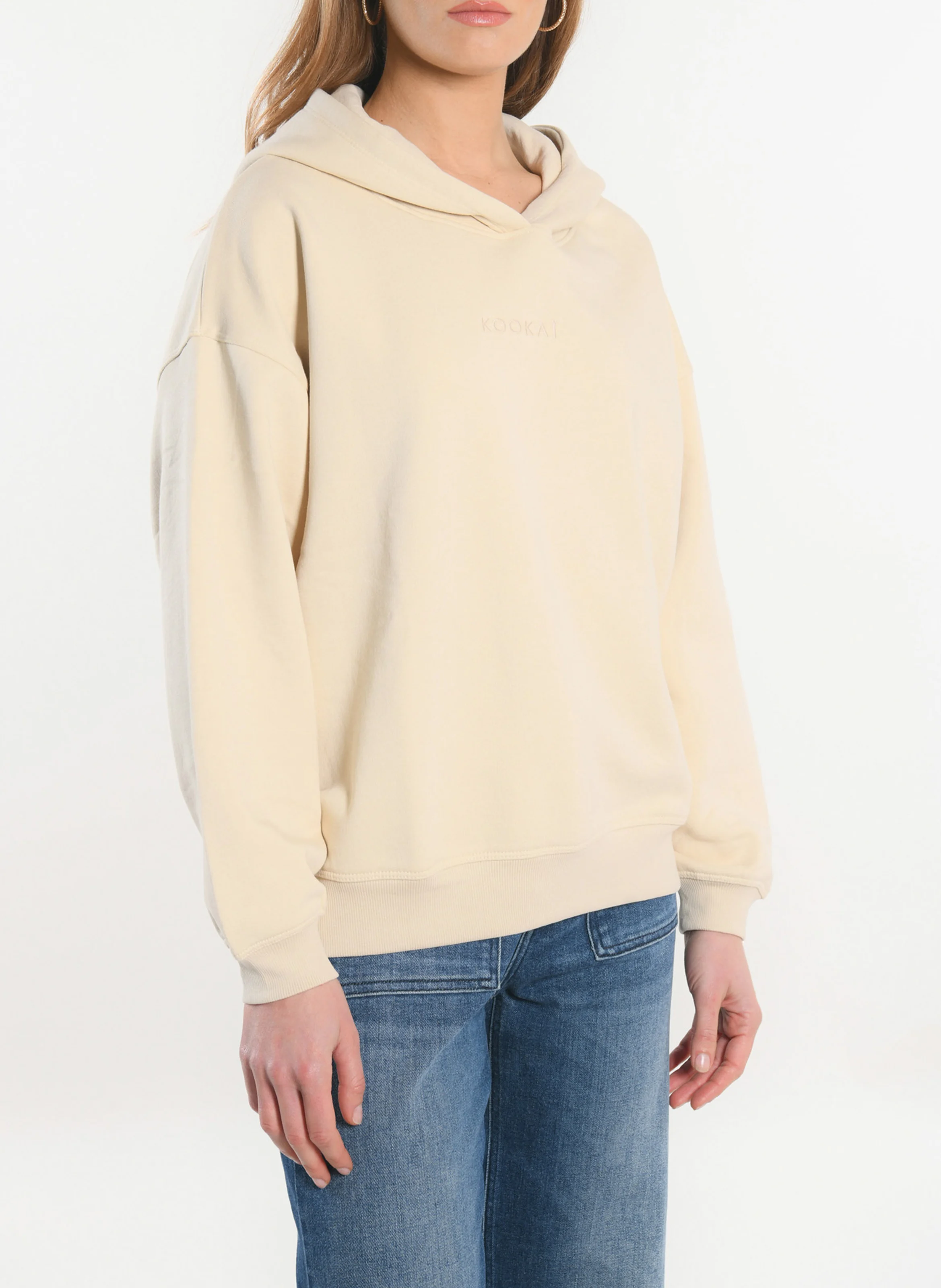SUZY - Sweat à capuche oversize en coton mélangé | Beige