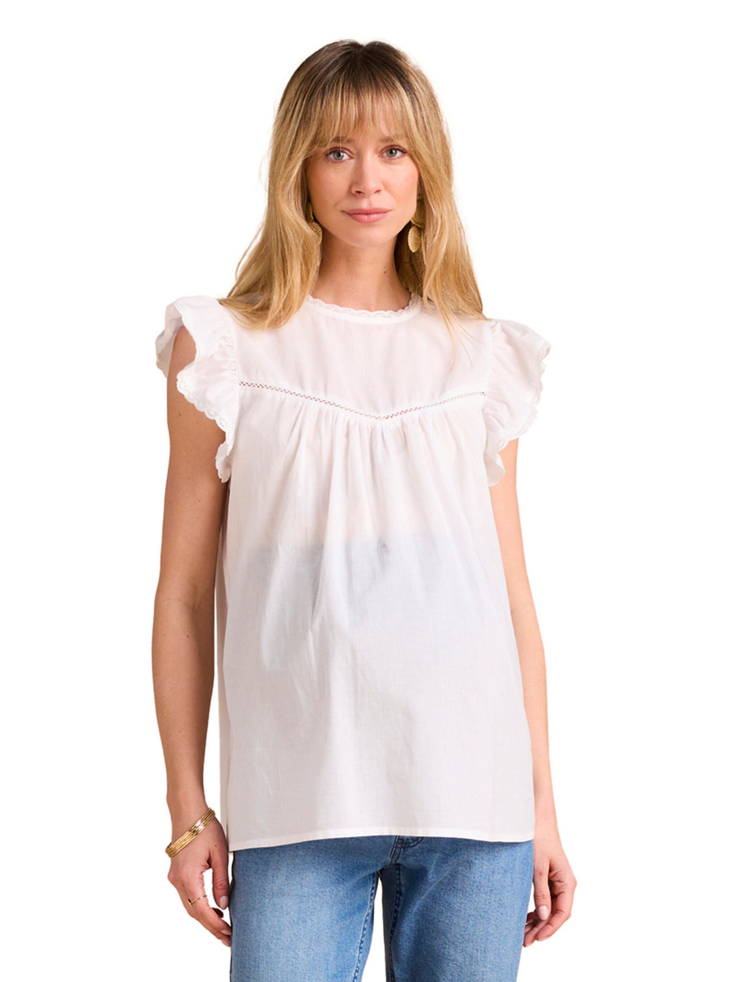 Envie de Fraise Leichte Umstandsbluse mit Spitzendetails wollweiß