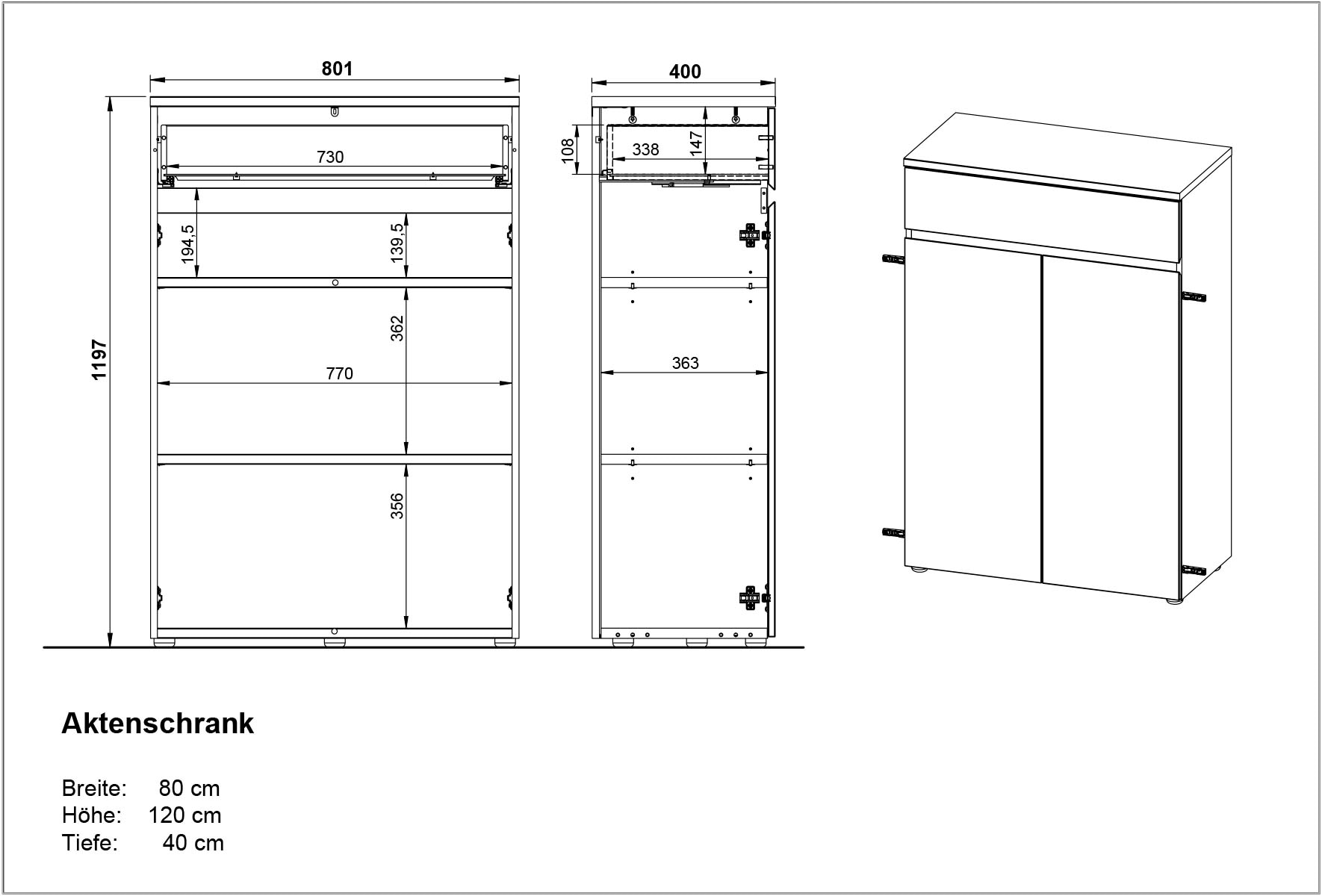 GERMANIA Aktenschrank »GW-Lissabon Aktenschrank« mit Selbsteinzug der Schubladen und grifflosem Design