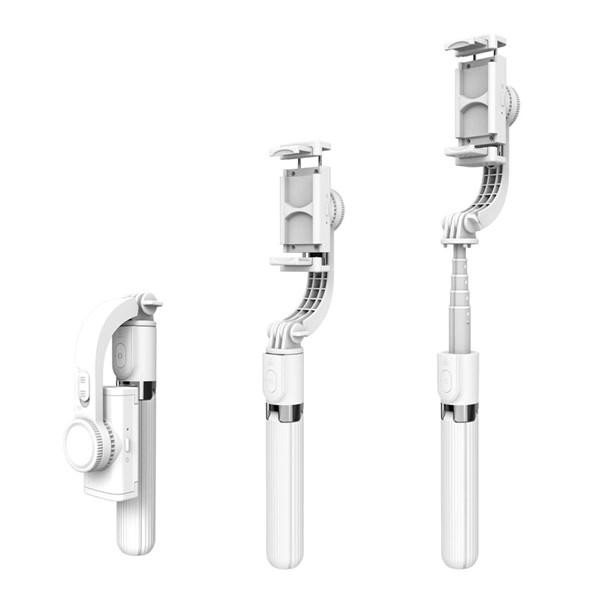 (85cm) Gimbal 1-Achsen Stabilisator Selfie Stick Tripod Dreibein Stativ Halterung mit Bluetooth Fernauslöser für Smartphones - Weiss