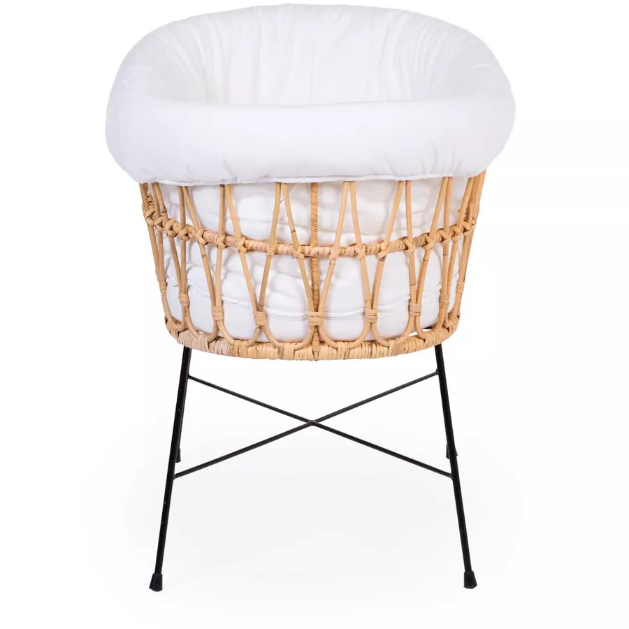 CHILDHOME Rattan Wiege mit Metallbeinen inkl. Matratze und Nestchen