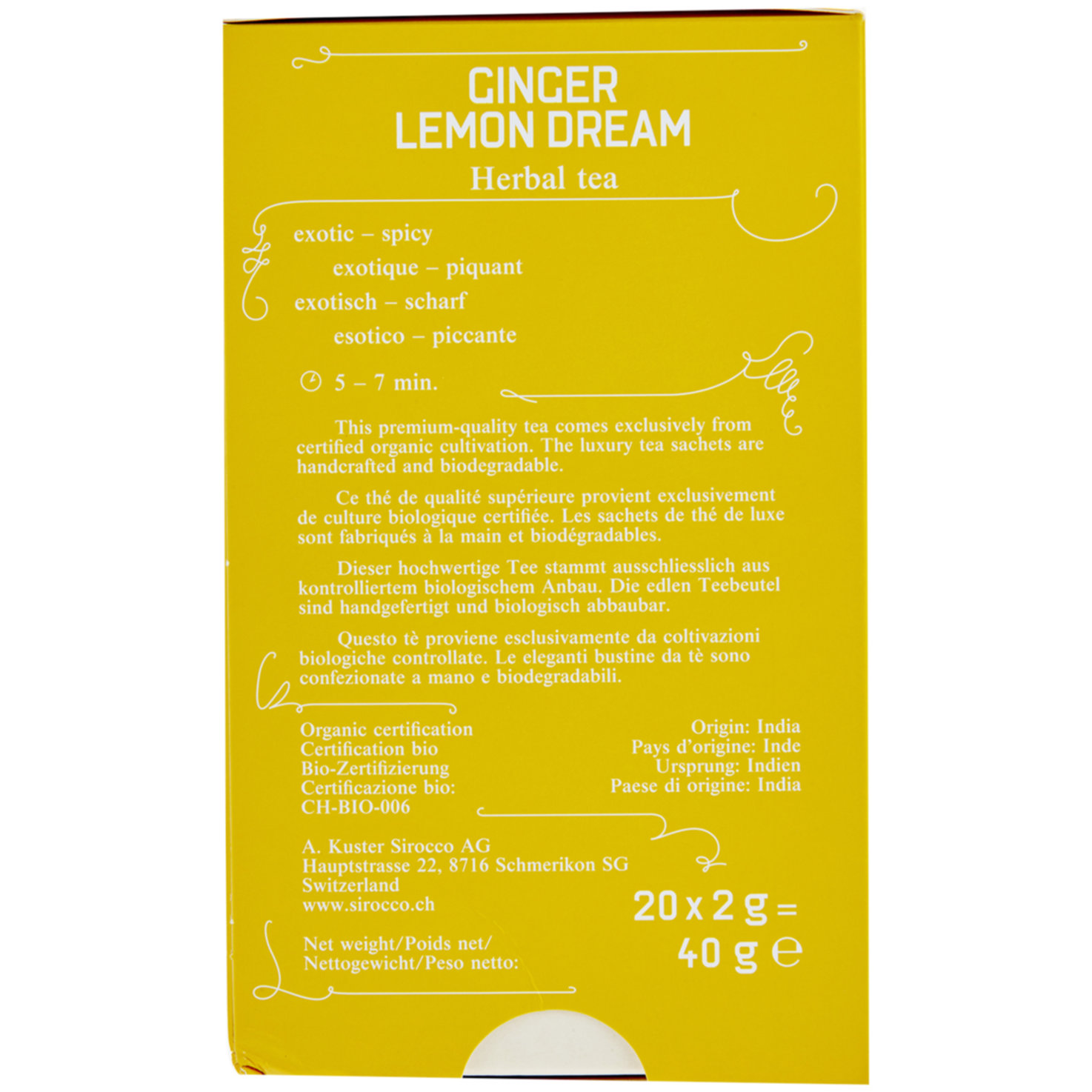 Sirocco Ginger Lemon Dream Tee 20 Beutel