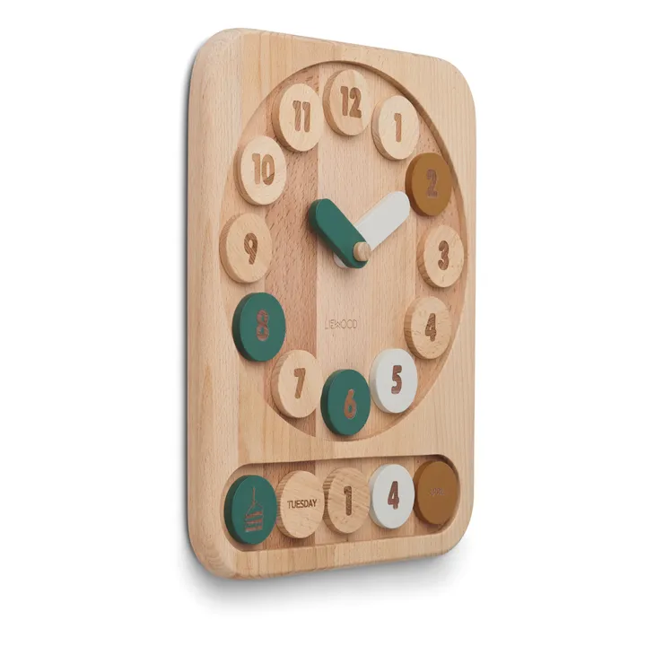 Liewood Horloge éducative Yelena en bois | Vert