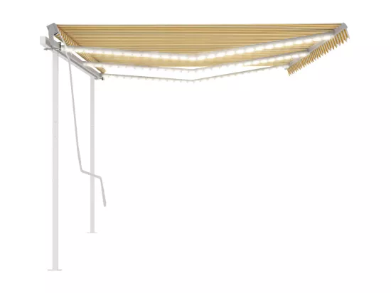 Auvent manuel rétractable avec LED 6x3 m Jaune et blanc