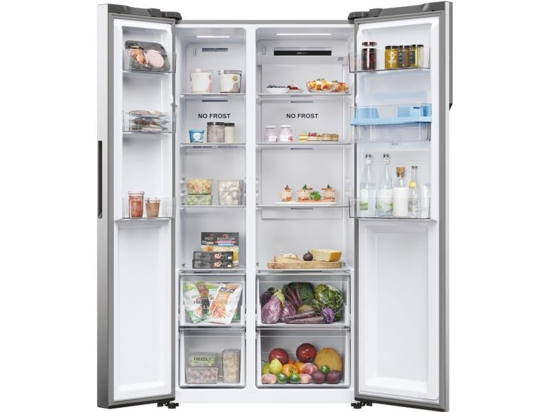 Haier Foodcenter HSR5918DWMP Silber Side by Side Kühlgerät