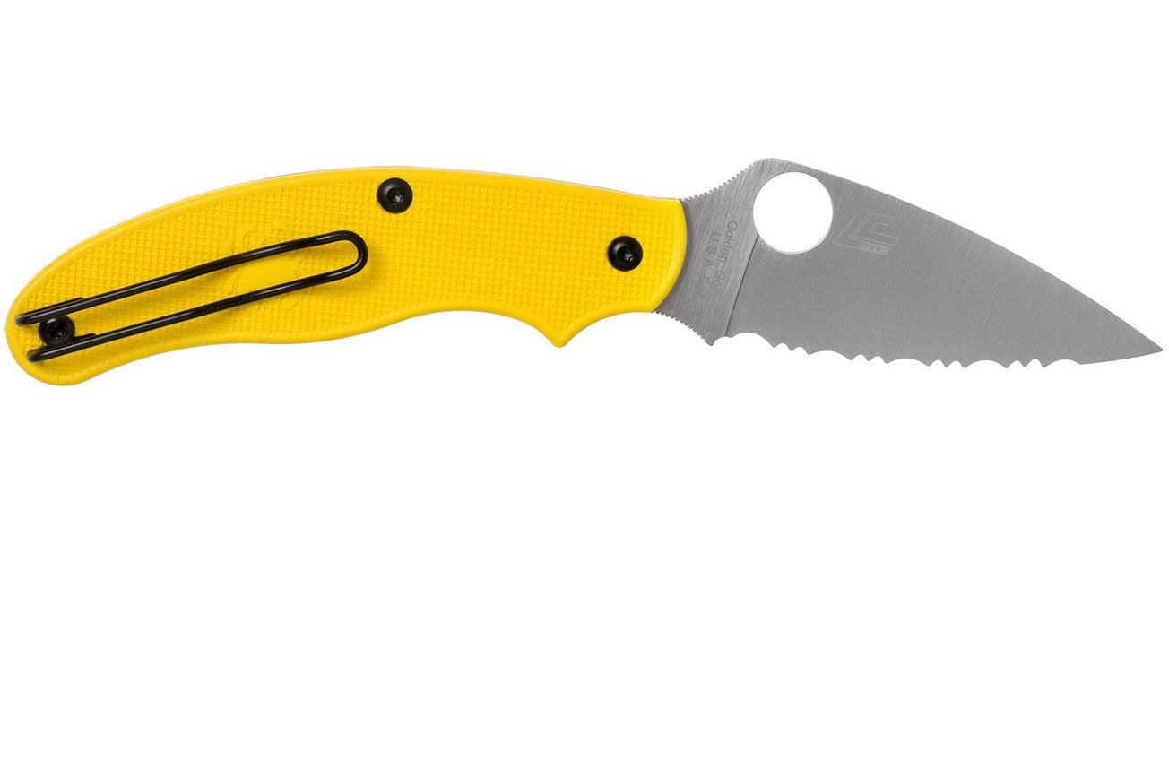 Spyderco UK Penknife Salt LC200N Serrated C94SYL Yellow zakmes